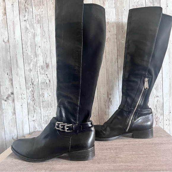 Donald J Pliner Nellie Tall Leather Riding Boots Size 8 - Picture 1 of 9